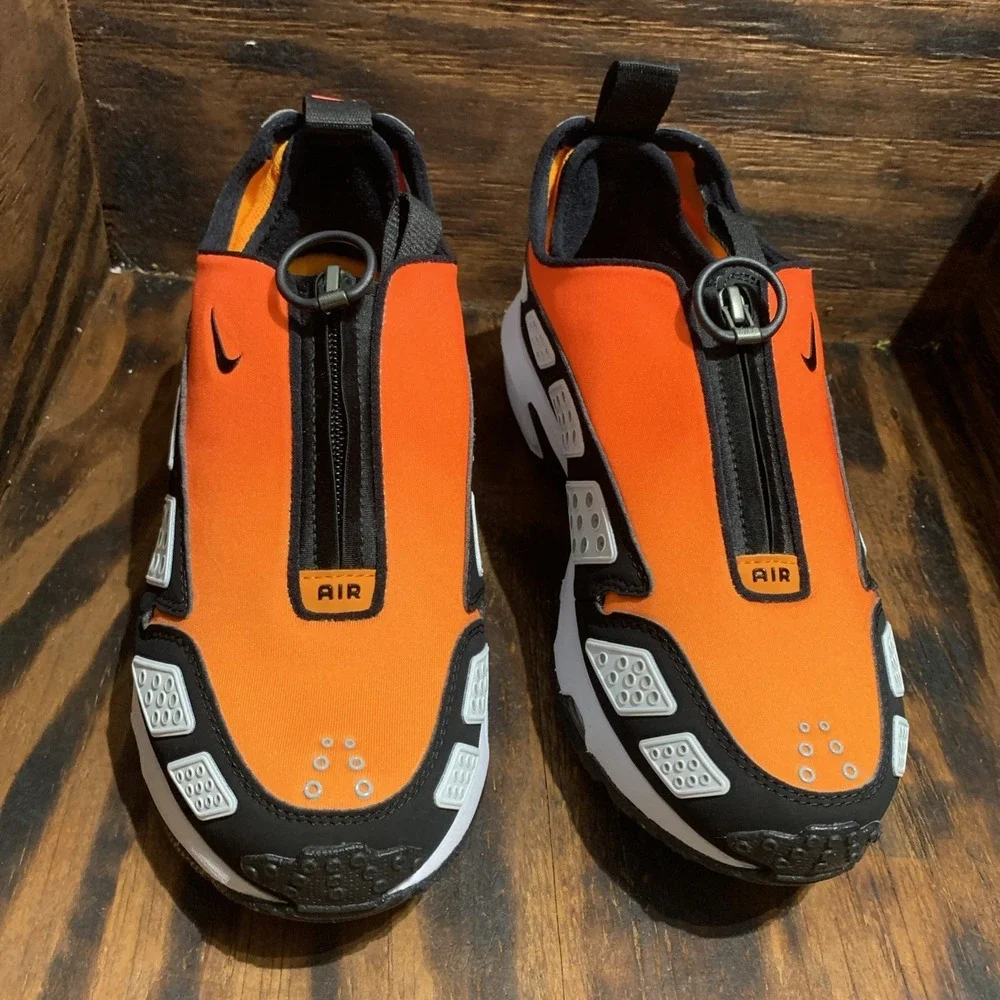Nike Air Sunder Max Low Top Sneakers Orange Black White Zip Lace Up Size 7